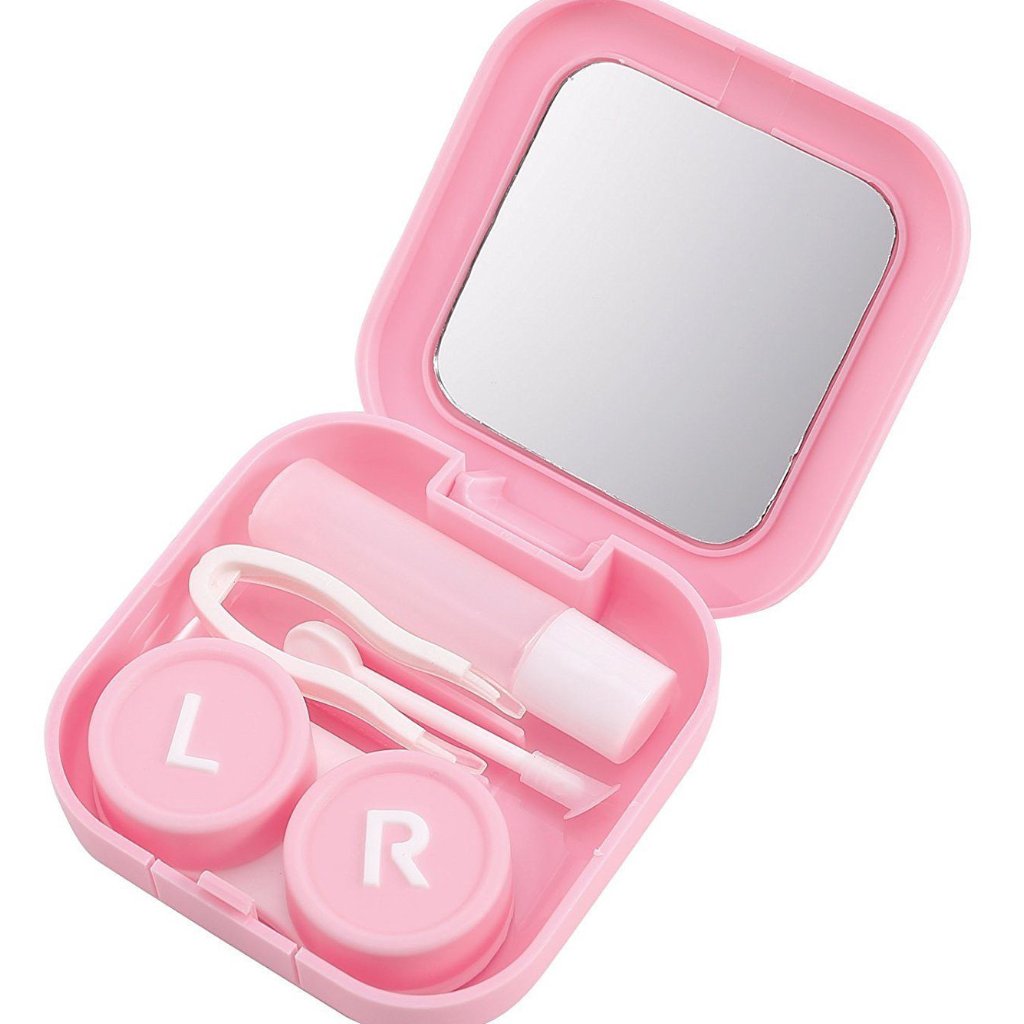 Pink multi-purpose travel contact lens case