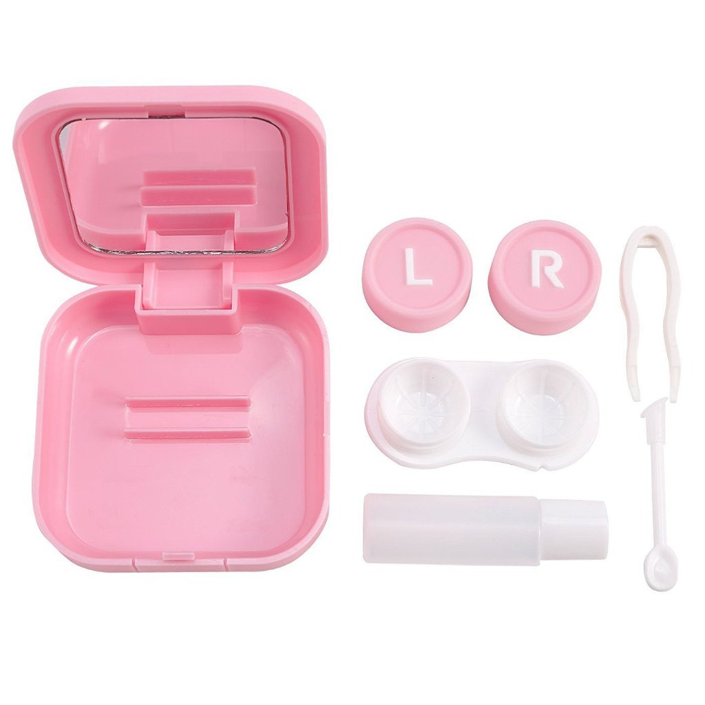 Pink multi-purpose travel contact lens case