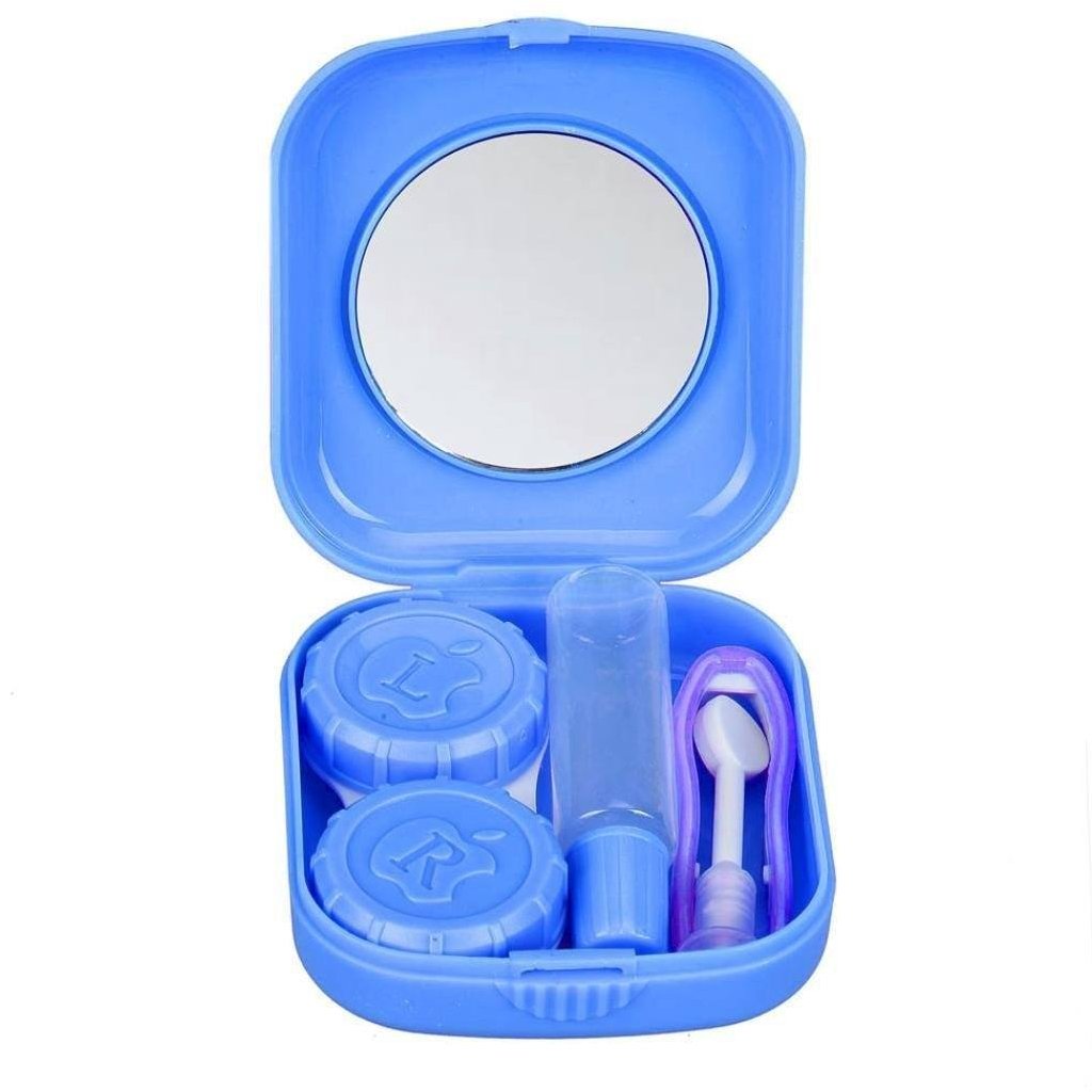Blue multi-purpose travel contact lens case